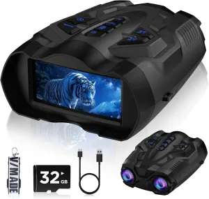 Night Vision Goggles, 4K Night Vision Binoculars for Adults,9 Gear Infrared Goggles, 10X Digital Night Vision, 4000mAh Up to 12H of Use with 32GB TF Card, 3.5" HD Screen Binoculars