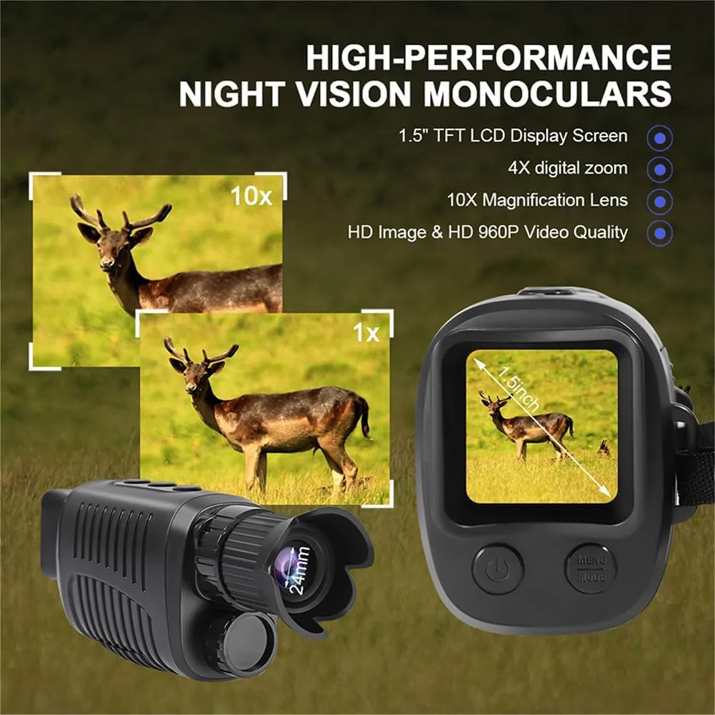 Night Vision Goggles 4K Night Vision Monocular/Binoculars Full-Color Travel Infrared Monoculars - 32GB TF Card Included for Travel, Camping, Hunting, Surveillance