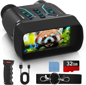 Night Vision Goggles & Night Vision Binoculars with Grip,4K UHD Video,36MP Image,4.5″HD Screen,8X Digital Zoom,400m Range–Perfect for Hunting,Camping&Wildlife Observation