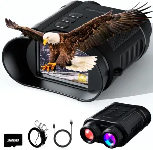 Night Vision Goggles for Hunting - 4K 5W Night Vision Binoculars with 8X Digital Zoom, Clear Visibility in Darkness, Save Photos & Videos with 32GB TF Card