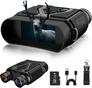 Night Vision Goggles, Night Vision Binoculars for Adults, 3'' HD Screen and 8X Digital Zoom, 4000mAh Rechargeable Battery, 32GB TF Card for Photos and Videos