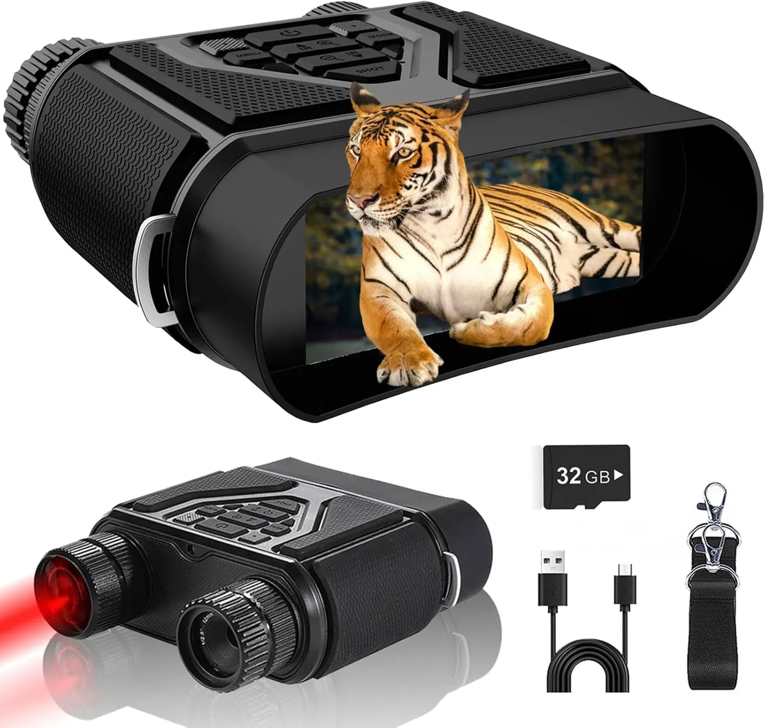 Night Vision Goggles - Night Vision Binoculars for Adults, 8X Digital Zoom Night Vision with 3'' HD Screen, 4000mAh Rechargeable Battery, Gear for Hunting & Camping