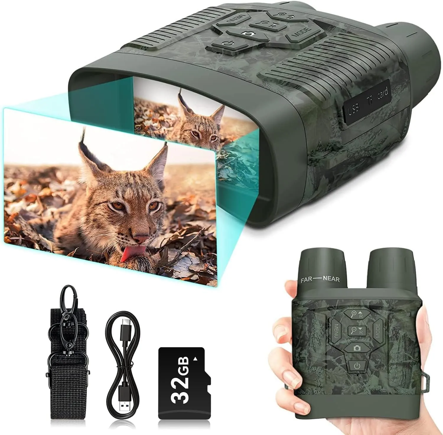 Night Vision Goggles, Profey 4K Night Vision Binoculars for Adults, Rechargeable Night Vision Goggles for Hunting & Security, 32GB TF Card to Save Photo, Video, Best for Hunters