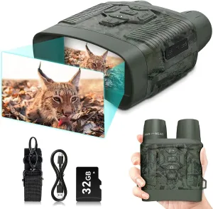 Night Vision Goggles, Profey 4K Night Vision Binoculars for Adults, Rechargeable Night Vision Goggles for Hunting & Security, 32GB TF Card to Save Photo, Video, Best for Hunters
