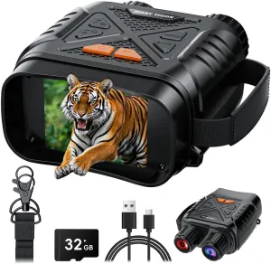 Night Vision Goggles, SKYBASIC Night Vision Binoculars for Adults, 10X Digital Zoom, 2.8'' HD Screen Binoculars Camera can Take Photo and Video with 32GB TF Card, Support Connecting to Computer