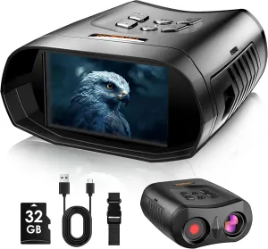 Night Vision Goggles, True 4K Night Vision Binoculars, Equipped with 50mm Objective Lens, 850nm IR, 3'' HD Screen 4000mAh Rechargeable Battery, Suit for Wildlife Watching and Camping