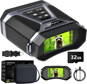 Night Vision Goggles with 4K Full-Color in Low Light, Night Vision Binoculars for Adults with Long Viewing Range, 8X Digital Zoom,5200mAh Rechargeable Battery, 32GB Card and 3" HD Display-Magic Black