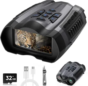 Night Vision Goggles,4K Night Vision Binoculars for Adult with 3.5" HD Screen,32GB TF Card for Photo and Video,9 Gear Infrared and 10X Digital Zoom for Outdoor Enthusiasts and Animal Watchers