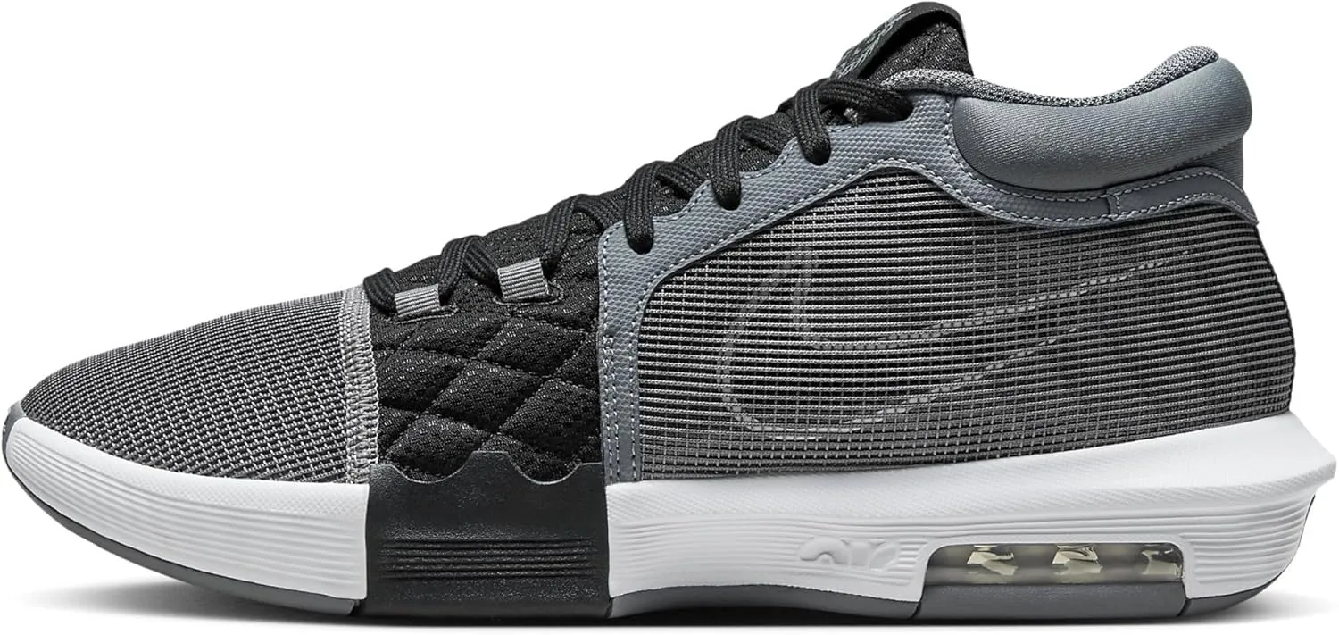NIKE Lebron Witness 8 Basketball Shoes (FB2239-004, Cool Grey/Black/White) Size 9.5