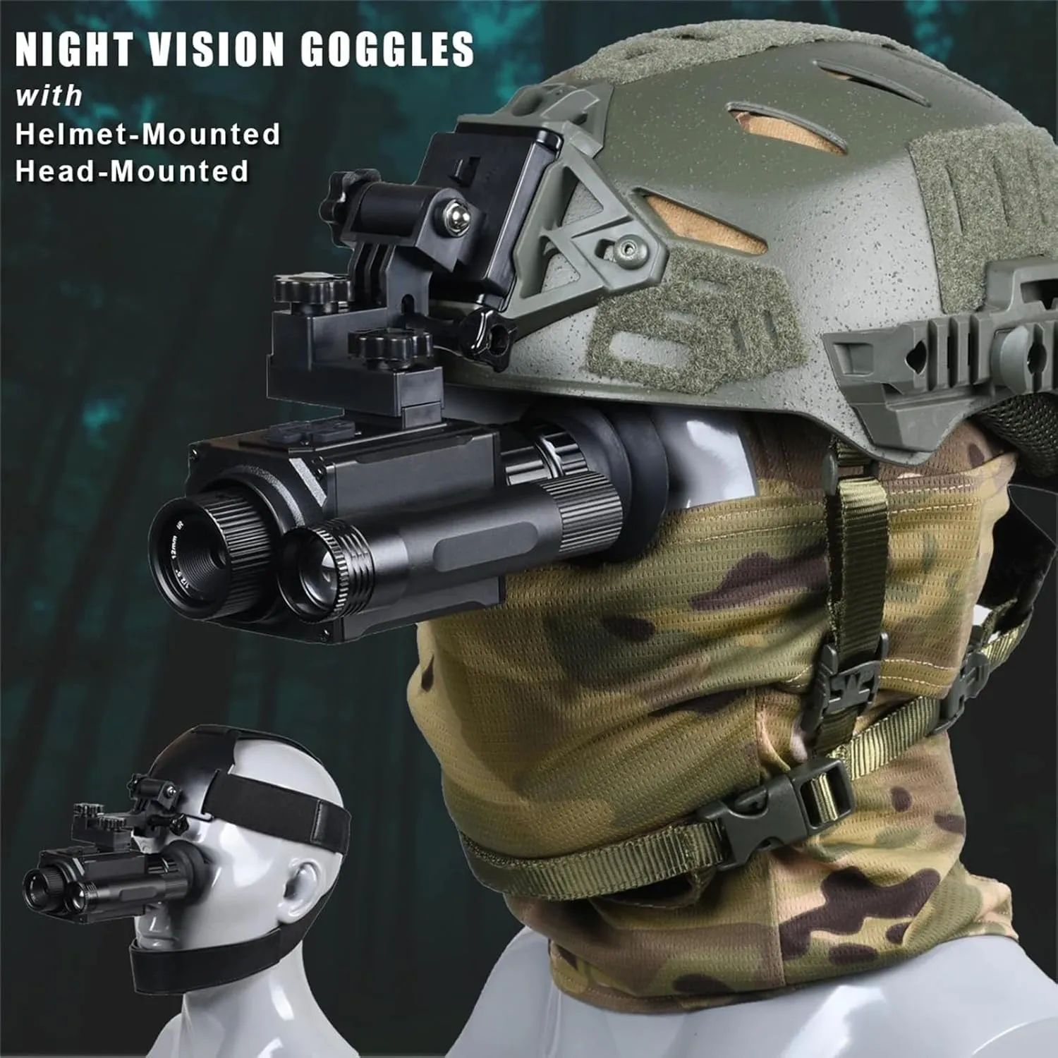 NK006 Infrared Head-Mounted Night Vision Goggles Monocular, Rechargeable Hands Free, 1.4" OLED Screen, 1080p Video Recording, 5X Digital Zoom NVG for Hunting Camping,850nm ir