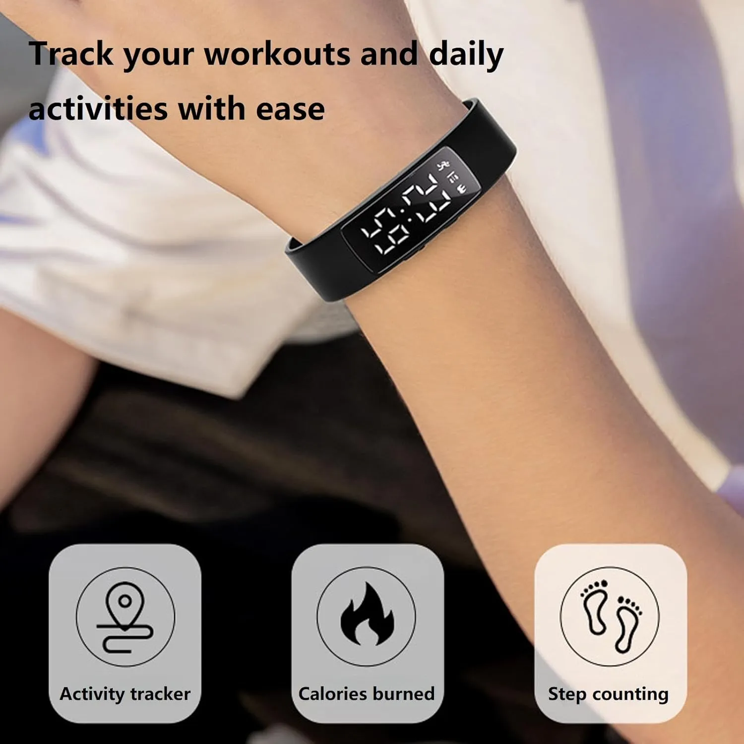 NO APP Smart Watch for Men Women Digital Watch Fitness Tracker Sleep Monitor Activity Tracking Calorie Distance Step Counter Vibrating Alarm Clock Waterproof LED Backlight USB Charging