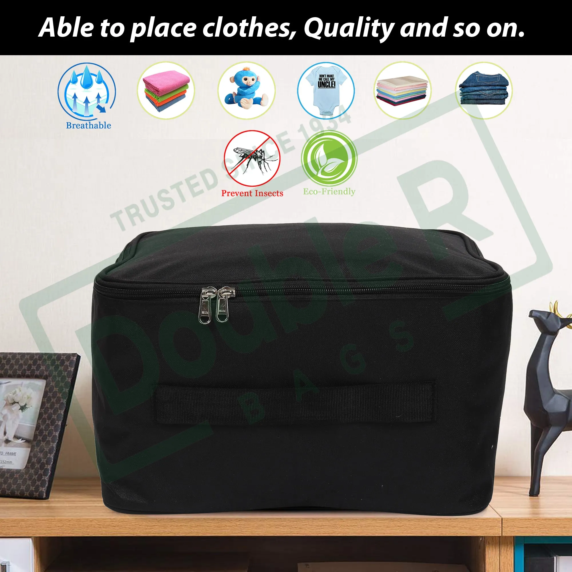 Nylon Wardrobe Bag Cloth Storage Bag / Cover / Organizer for Clothes Storage Organiser Pack of 2