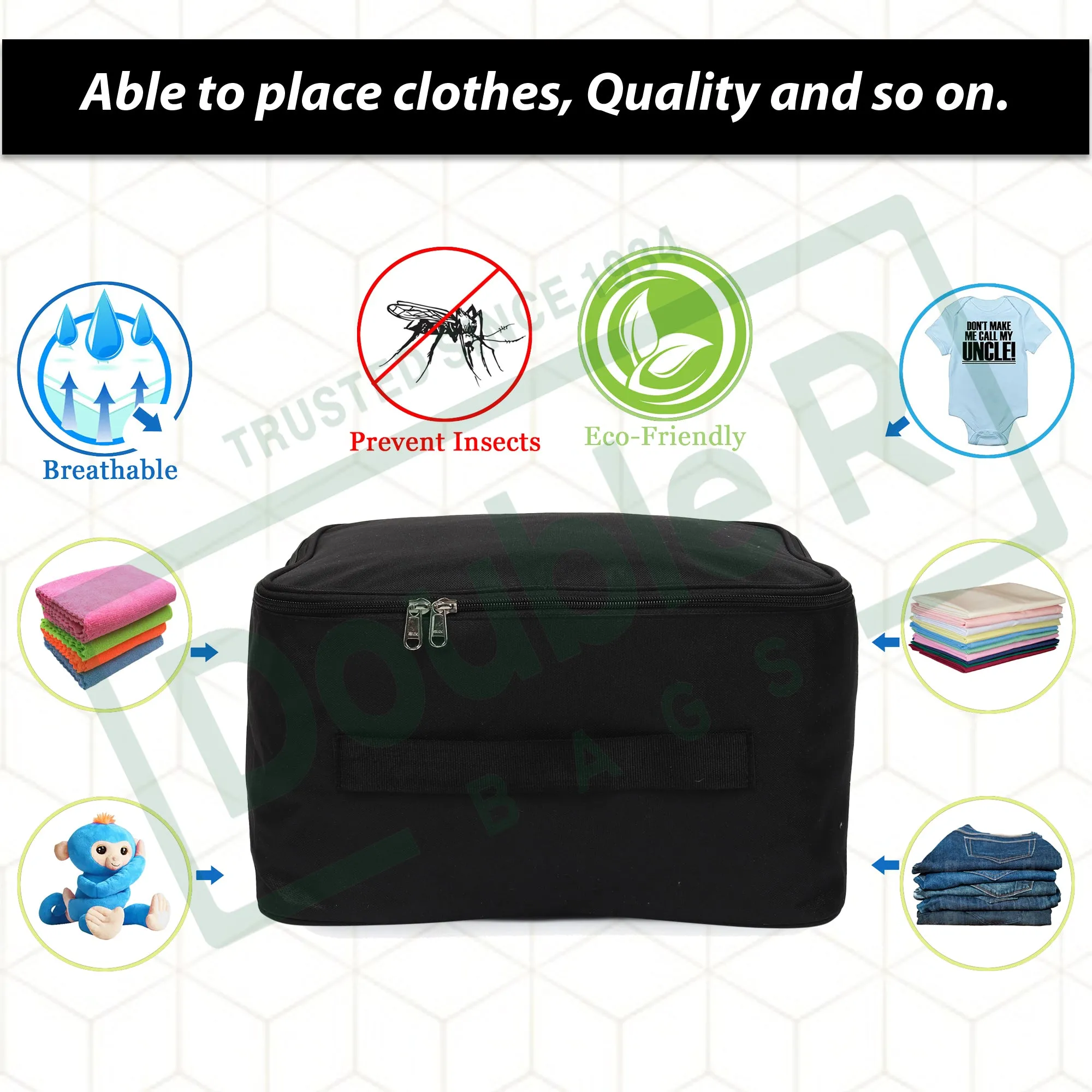 Nylon Wardrobe Bag Cloth Storage Bag / Cover / Organizer for Clothes Storage Organiser Pack of 2