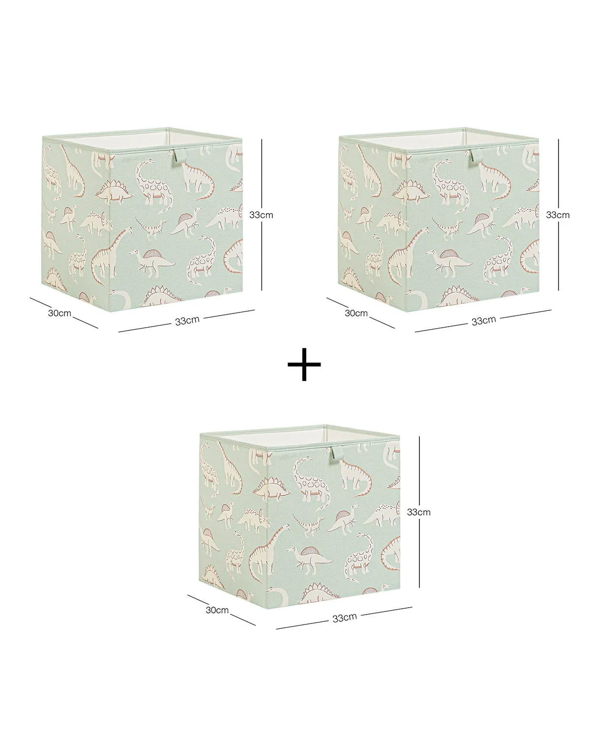Ocean Home Textile Nursery Storage Box, Pack Of 3, Dinosaur Pattern