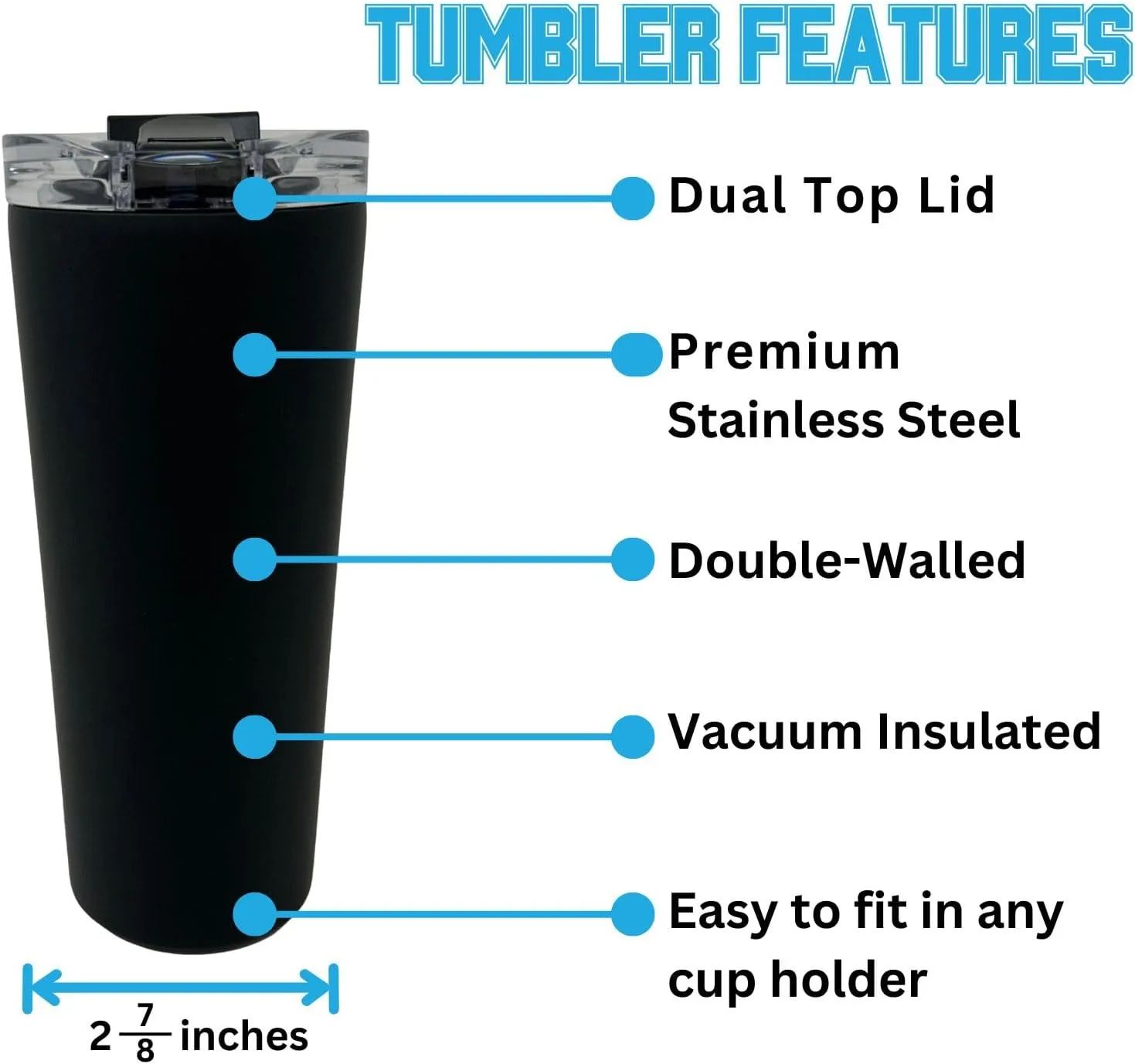 Officially Licensed Collegiate Stainless Steel Tumbler - Double Walled Insulated Travel Thermos - 24 oz (Arizona St. Black)