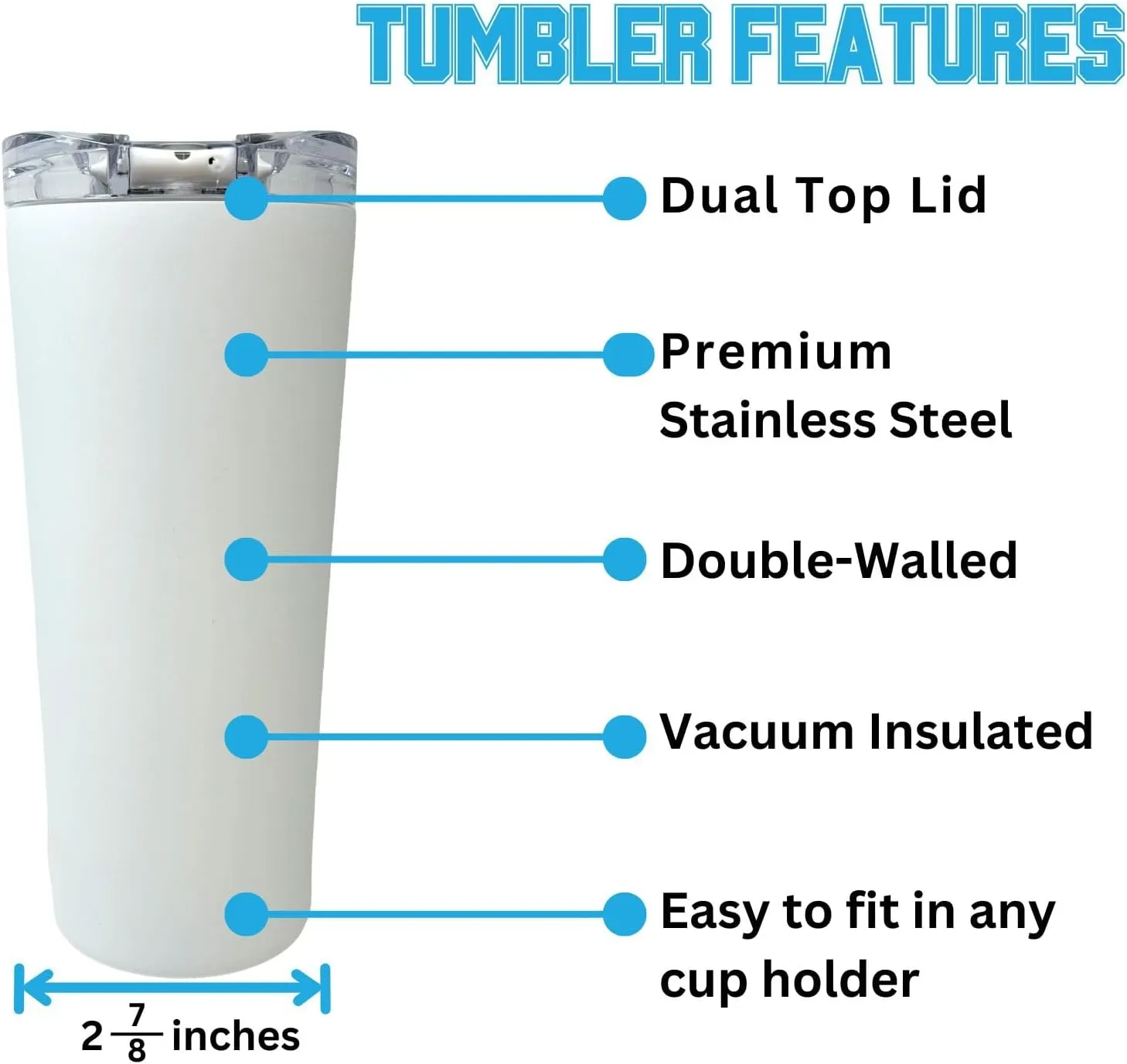 Officially Licensed Collegiate Stainless Steel Tumbler - Double Walled Insulated Travel Thermos - 24 oz (California White)