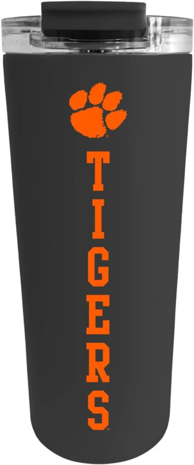 Officially Licensed Collegiate Stainless Steel Tumbler - Double Walled Insulated Travel Thermos - 24 oz (Clemson Black)
