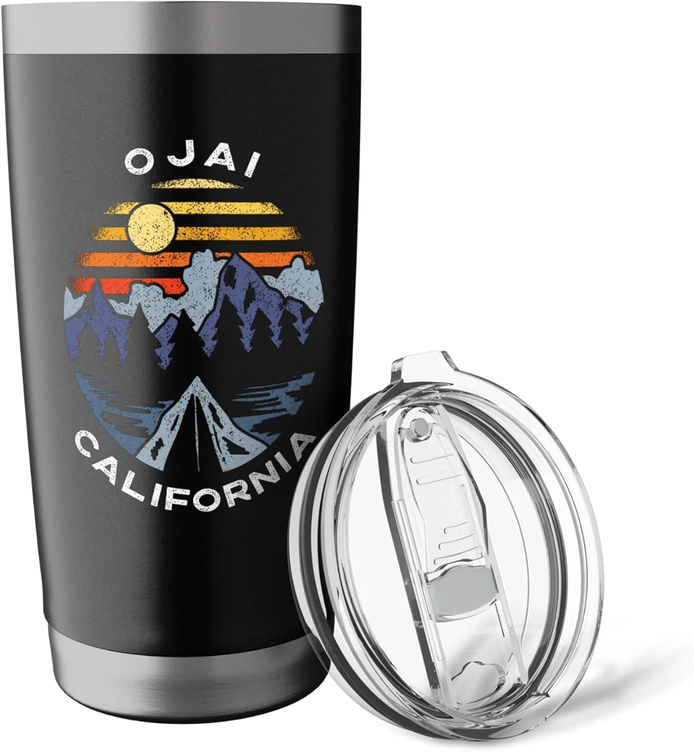 Ojai California Mountains CA Camping Lake Sunset Vacation Stainless Steel Insulated Tumbler