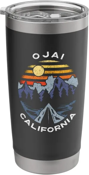 Ojai California Mountains CA Camping Lake Sunset Vacation Stainless Steel Insulated Tumbler