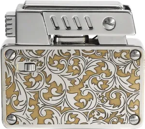 Old-fashioned kerosene lighter, soft flame, one-button automatic pop-up ignition, flame safety lock, dual burners, reusable lighter, suitable for outdoor picnics and camping (fuel not included)(Silver