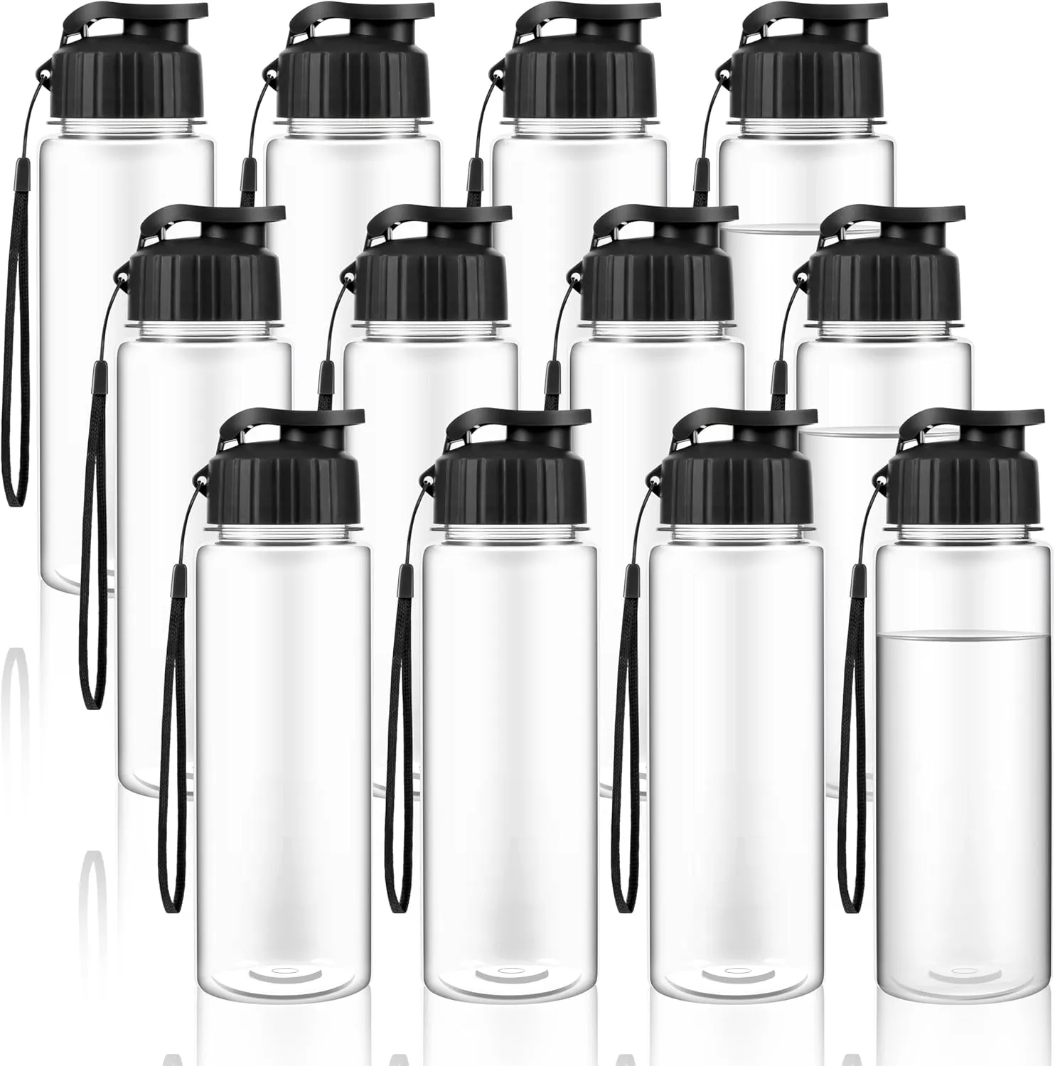 Olgaa 12 Pack Water Bottles Bulk 17 oz End of the Year Gifts for Students Kids from Teacher Reusable Leak Portable Plastic Sports Summer Drink Water Bottles with Handle Strap for Cycling Camping