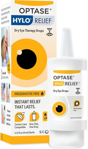 OPTASE HYLO Relief Dry Eye Drops - Fast-Acting Preservative Free Drops with Patented HYLO Delivery System - Artificial Tears for Mild to Moderate Dry Eye Relief - .33 Oz, 300 Doses