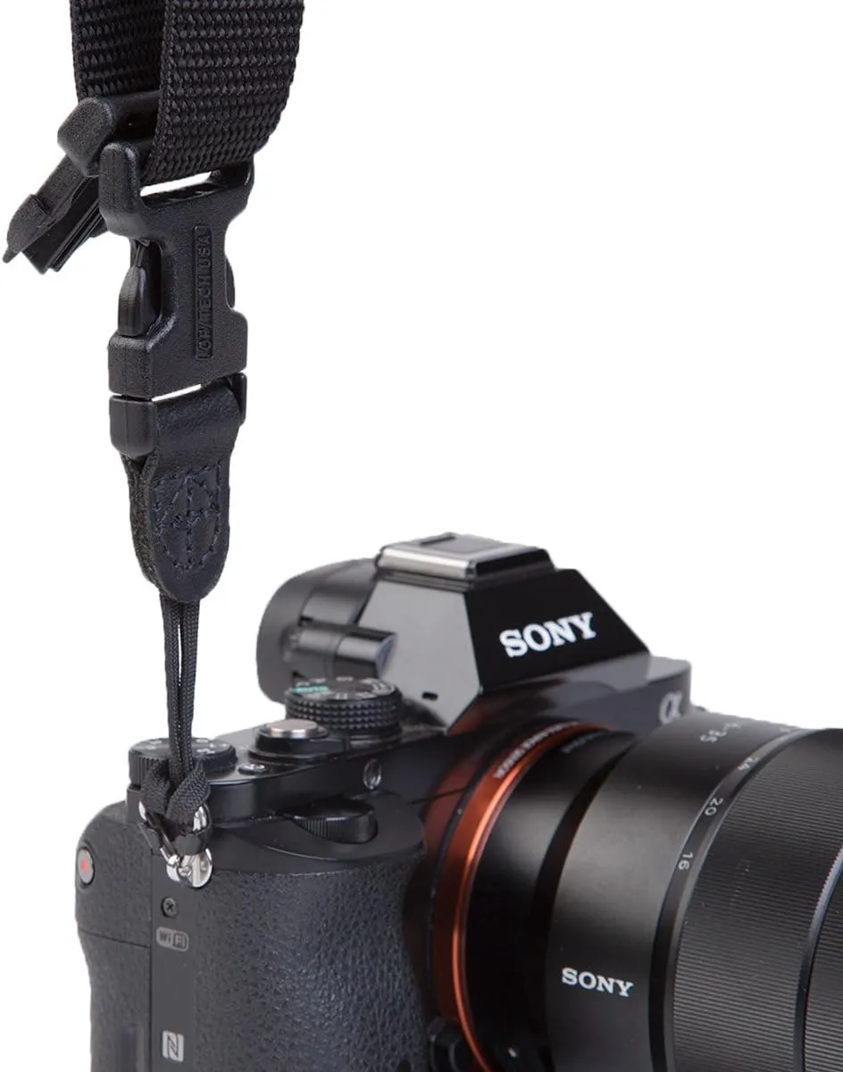OP/TECH USA Utility Strap – Sling with Uni-Loop Connectors | Padded Camera Strap with Quick Release Clips, Compatible with DSLR, Binoculars, Polaroid, Film Cameras | Vintage Style, Lightweight (Black)