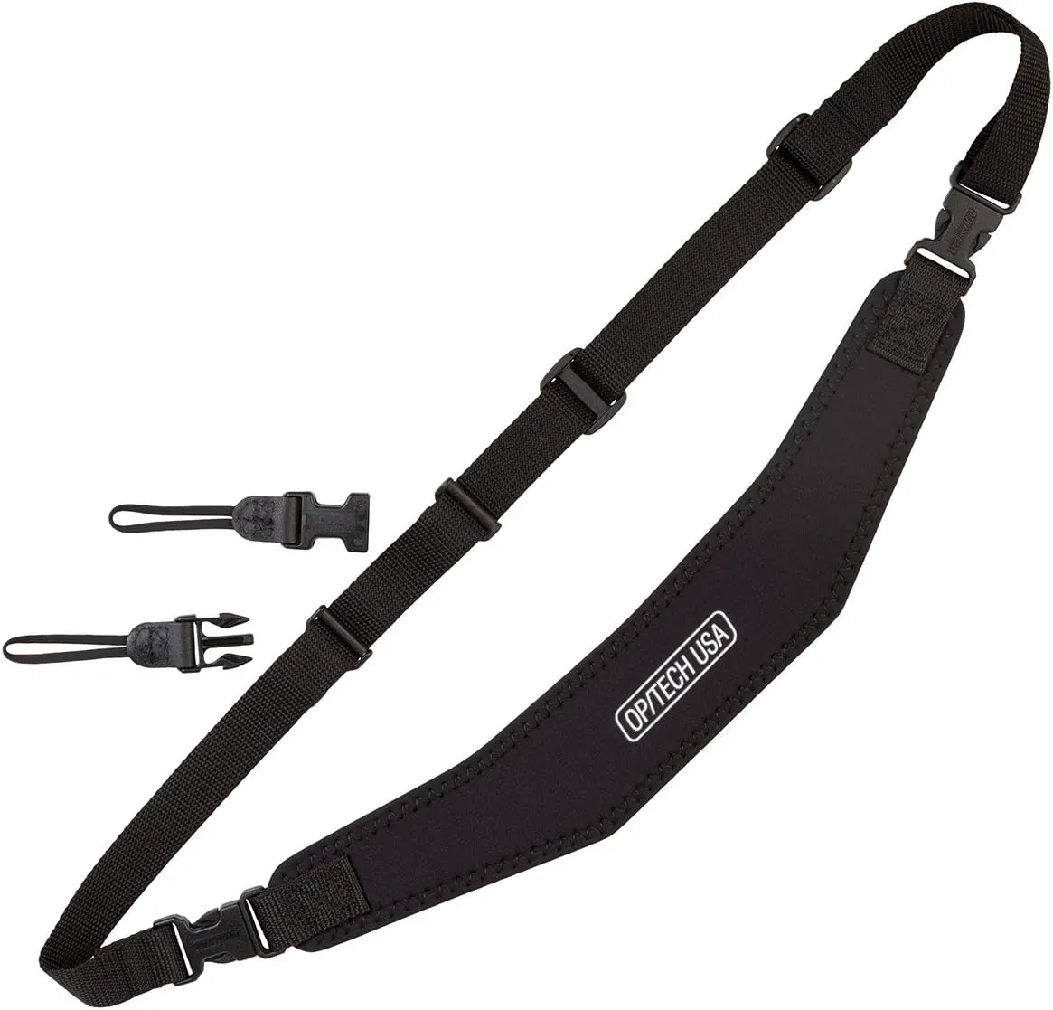 OP/TECH USA Utility Strap – Sling with Uni-Loop Connectors | Padded Camera Strap with Quick Release Clips, Compatible with DSLR, Binoculars, Polaroid, Film Cameras | Vintage Style, Lightweight (Black)