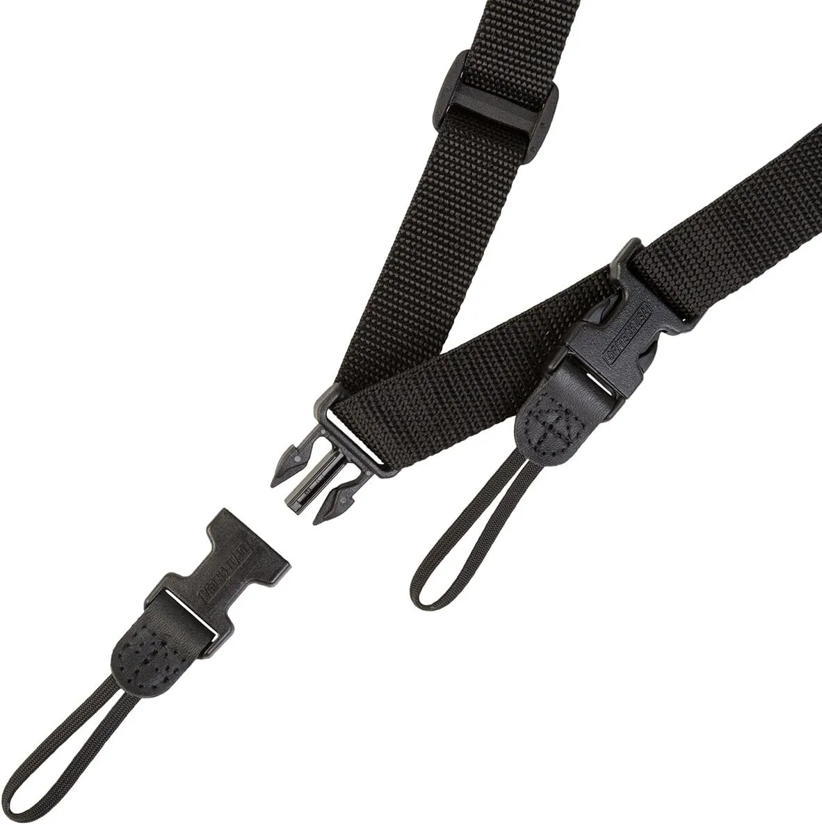 OP/TECH USA Utility Strap – Sling with Uni-Loop Connectors | Padded Camera Strap with Quick Release Clips, Compatible with DSLR, Binoculars, Polaroid, Film Cameras | Vintage Style, Lightweight (Black)