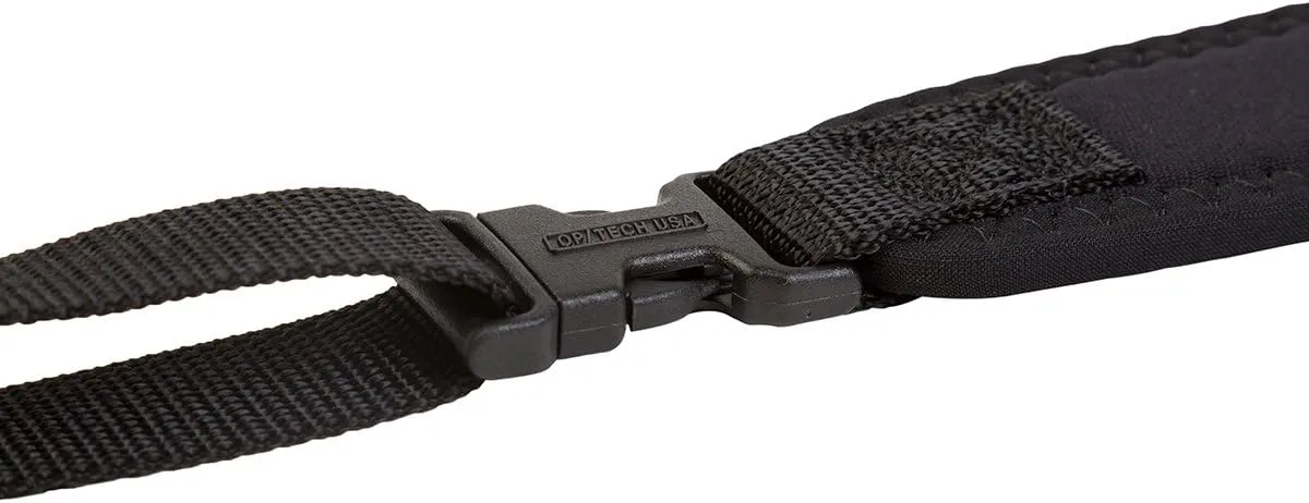 OP/TECH USA Utility Strap – Sling with Uni-Loop Connectors | Padded Camera Strap with Quick Release Clips, Compatible with DSLR, Binoculars, Polaroid, Film Cameras | Vintage Style, Lightweight (Black)