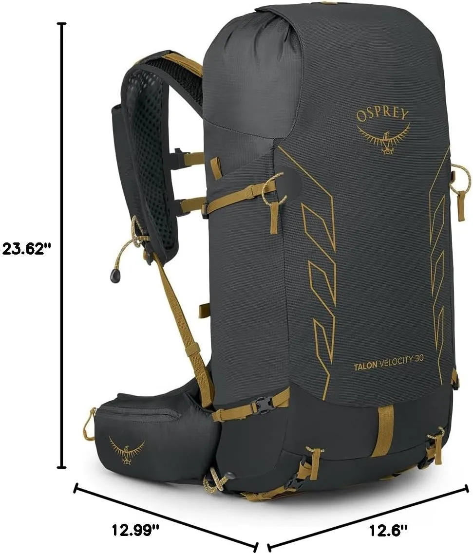 Osprey Talon Velocity 30L Men's Hiking Backpack, Dark Charcoal/Tumbleweed, S/M