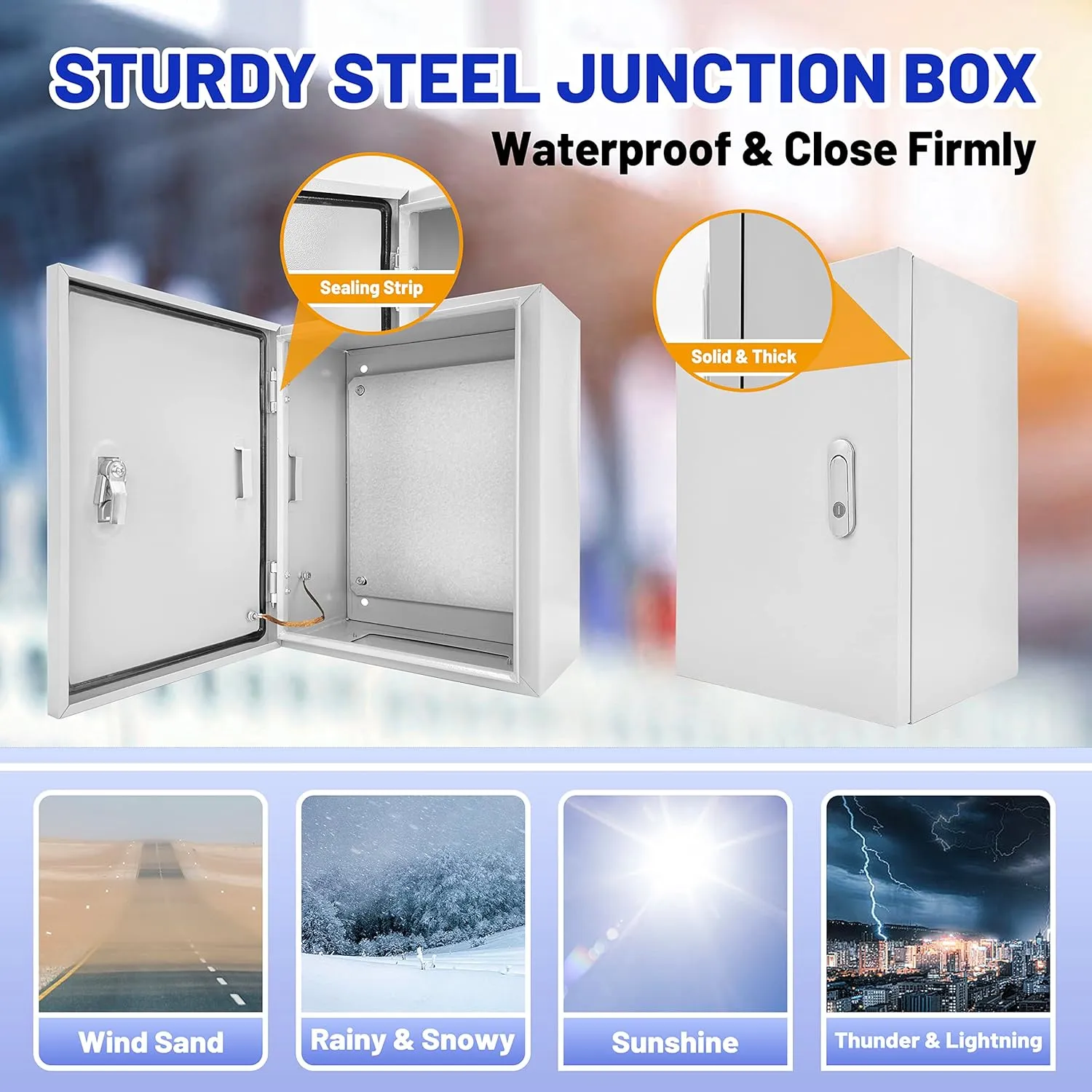 Outdoor Electrical Box 12 x 10 x 6''D NEMA 4X Enclosure Steel Box, Waterproof & Dustproof Outdoor/Indoor Lockable Electrical Junction Box, with Mounting Plate