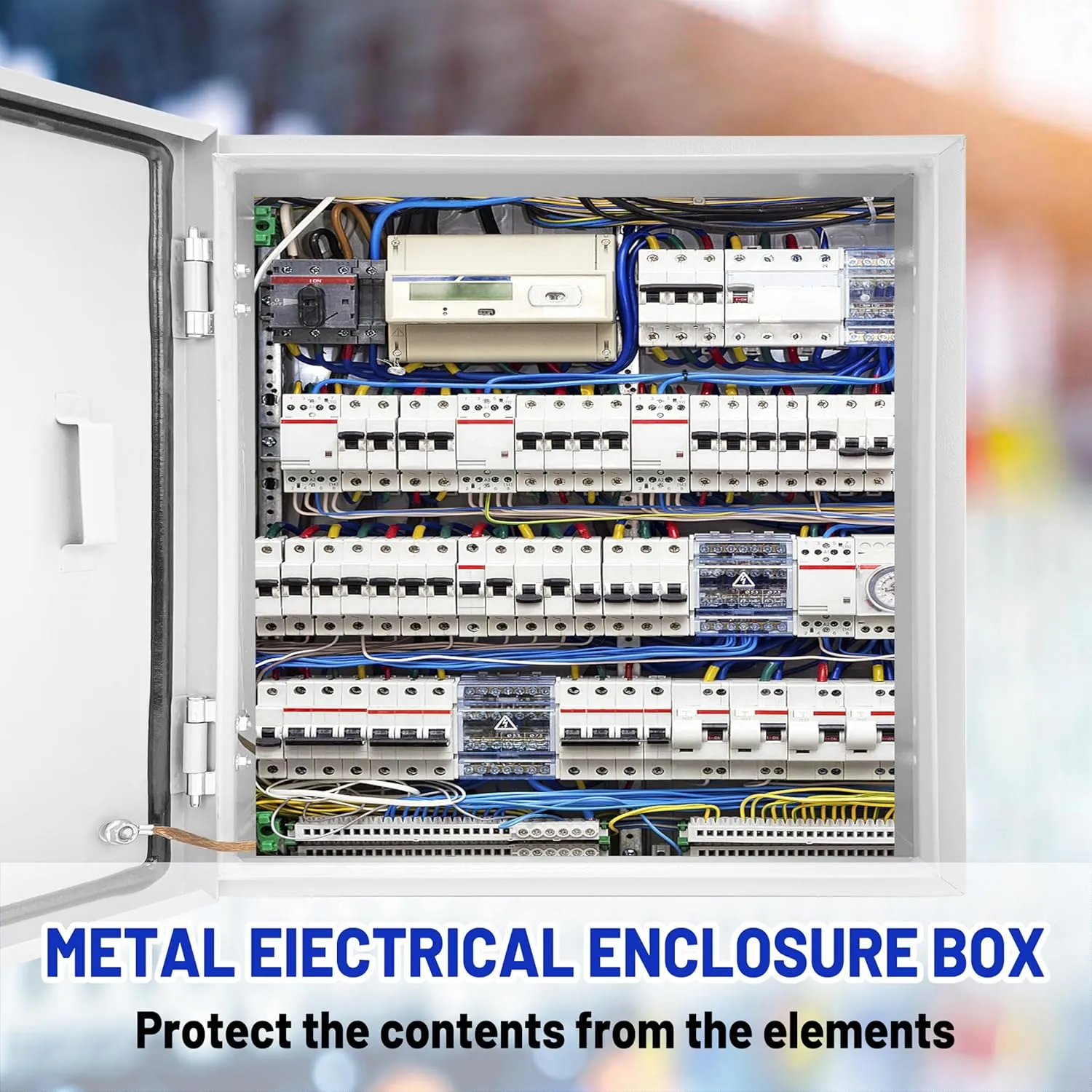 Outdoor Electrical Box 24x 24 x 8''D NEMA 4X Enclosure Steel Box, Waterproof & Dustproof Outdoor/Indoor Lockable Electrical Junction Box, with Mounting Plate