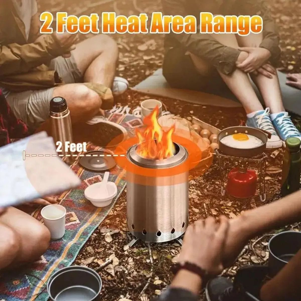 Outdoor Mini Tabletop Fire Pit Portable Low Smoke Stove with Stand for Camping