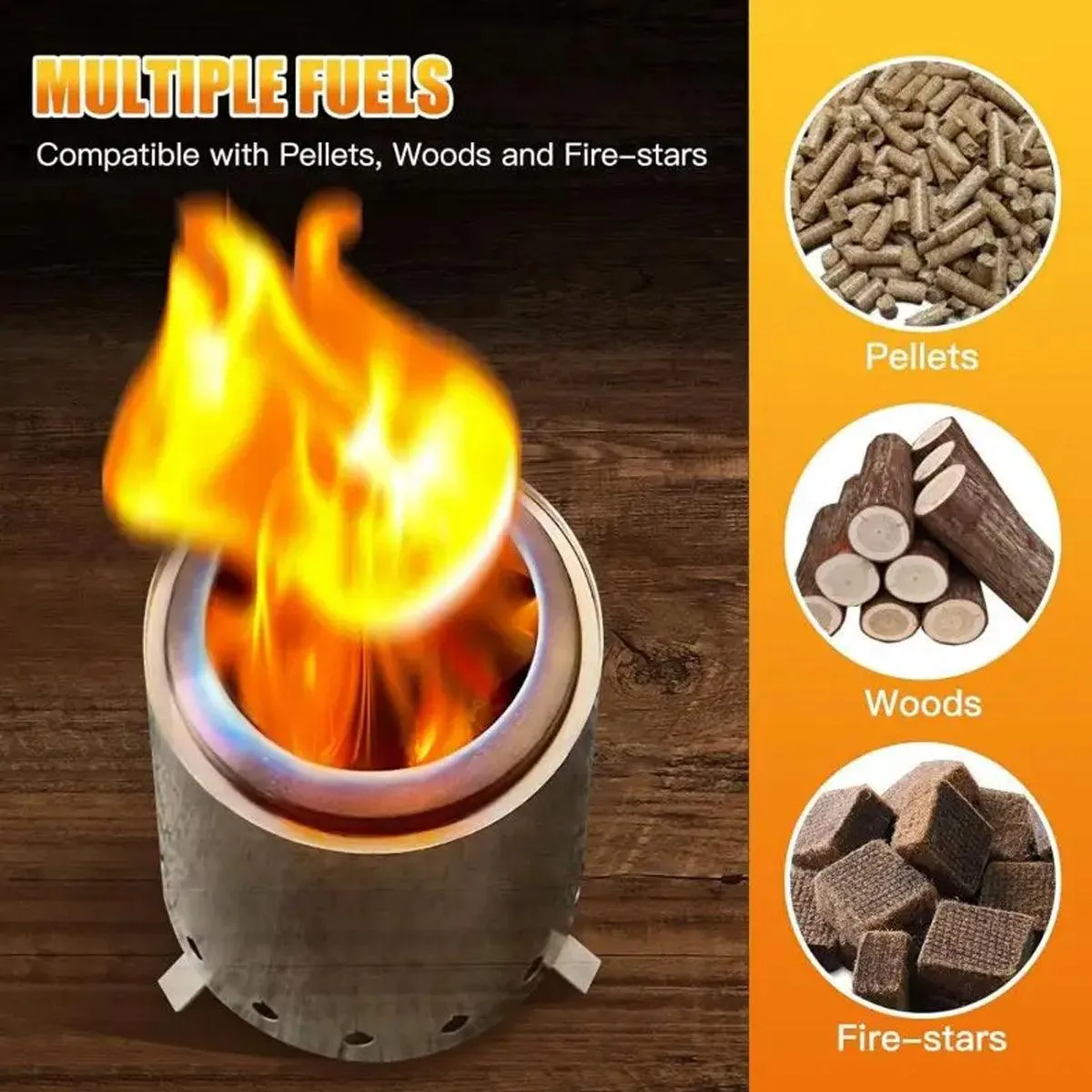 Outdoor Mini Tabletop Fire Pit Portable Low Smoke Stove with Stand for Camping