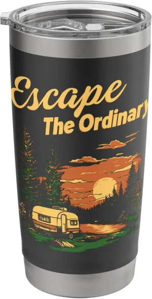 Outdoor Off-Grid Adventure RV Road Trip Camping Sunset Scene Stainless Steel Insulated Tumbler