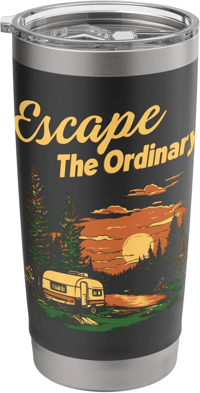 Outdoor Off-Grid Adventure RV Road Trip Camping Sunset Scene Stainless Steel Insulated Tumbler