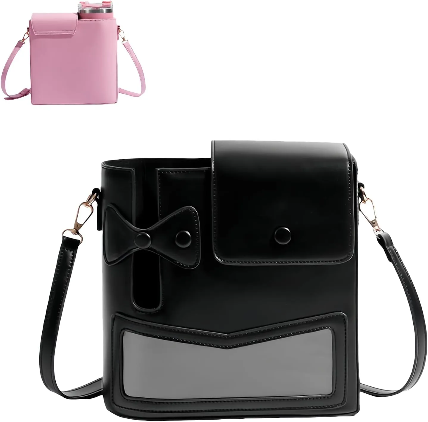 Outdoor Portable Crossbody Water Cup Storage Bag, Cross Body Bag with Water Bottle Holder, Adjustable Shoulder Strap