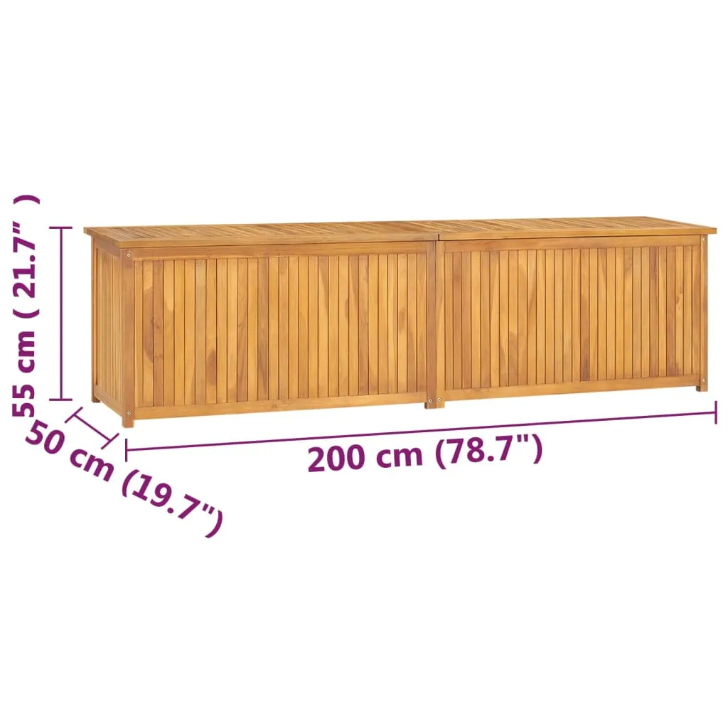 Outdoor Storage Deck Box Chest for Patio Cushions Tools Solid Teak Wood