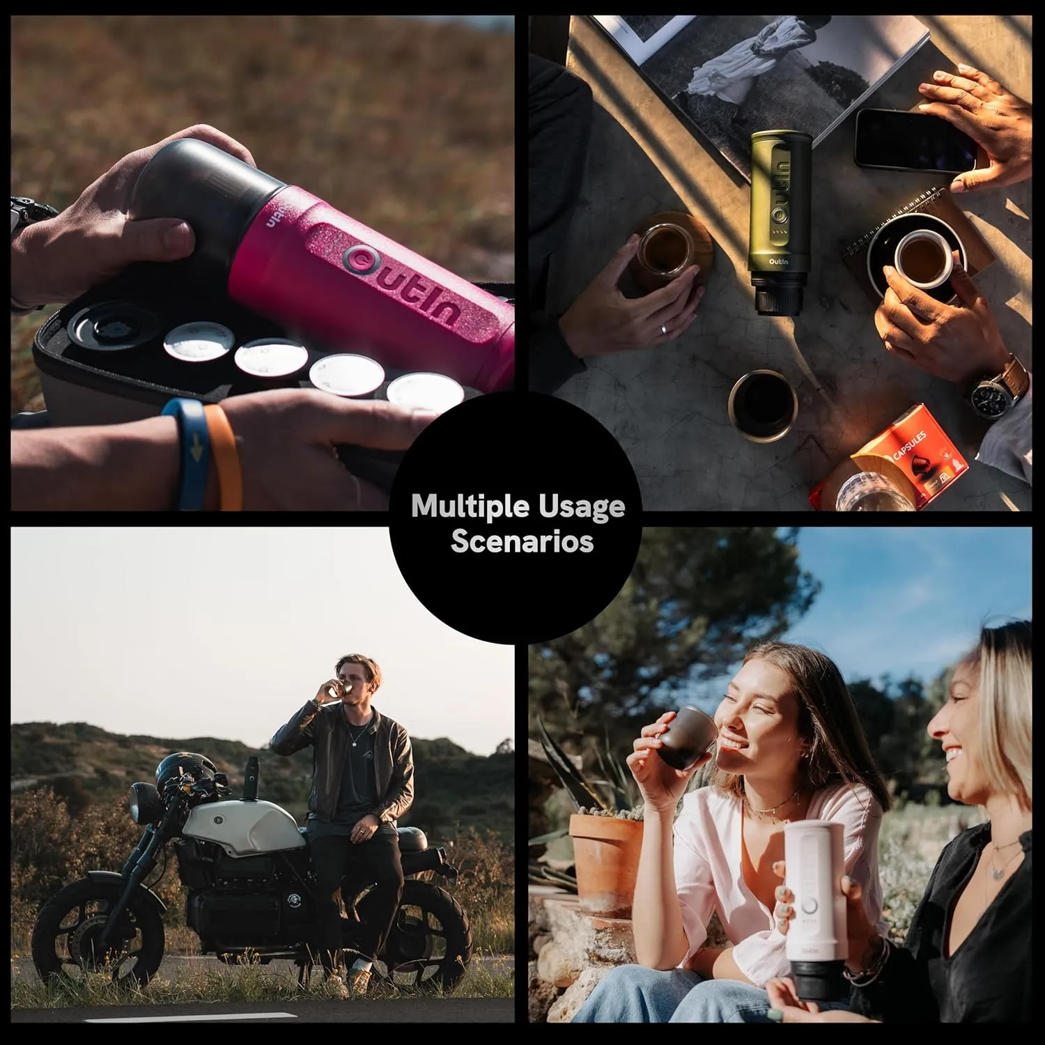 OutIn Nano Portable Electric Espresso Machine with 3-4 Min Self-Heating, 20 Bar Mini Small 5V Car Coffee Maker, Compatible with NS Capsule & Ground Coffee for Camping, Travel, RV, Hiking, Office