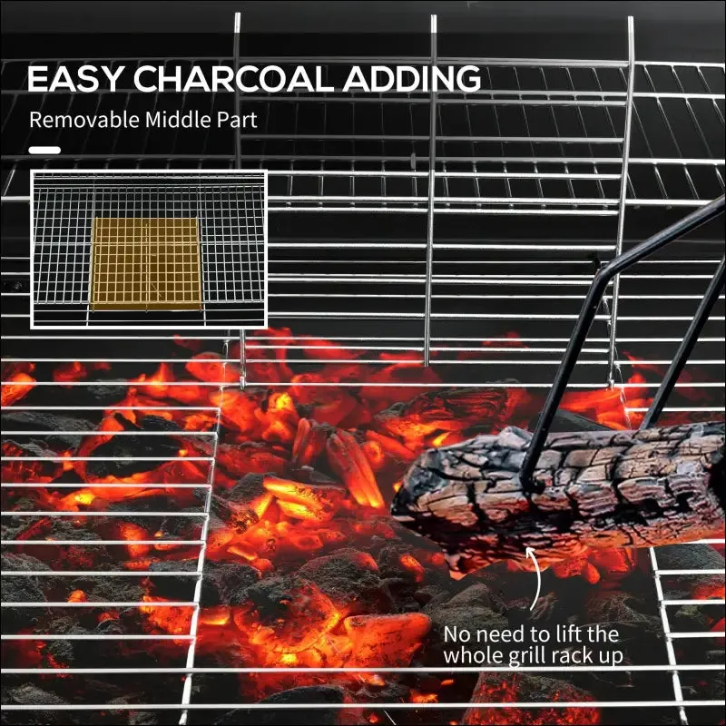 Outsunny barrel charcoal bbq grill with 420 sq.in. Cooking area, outdoor barbecue with wheels, ash