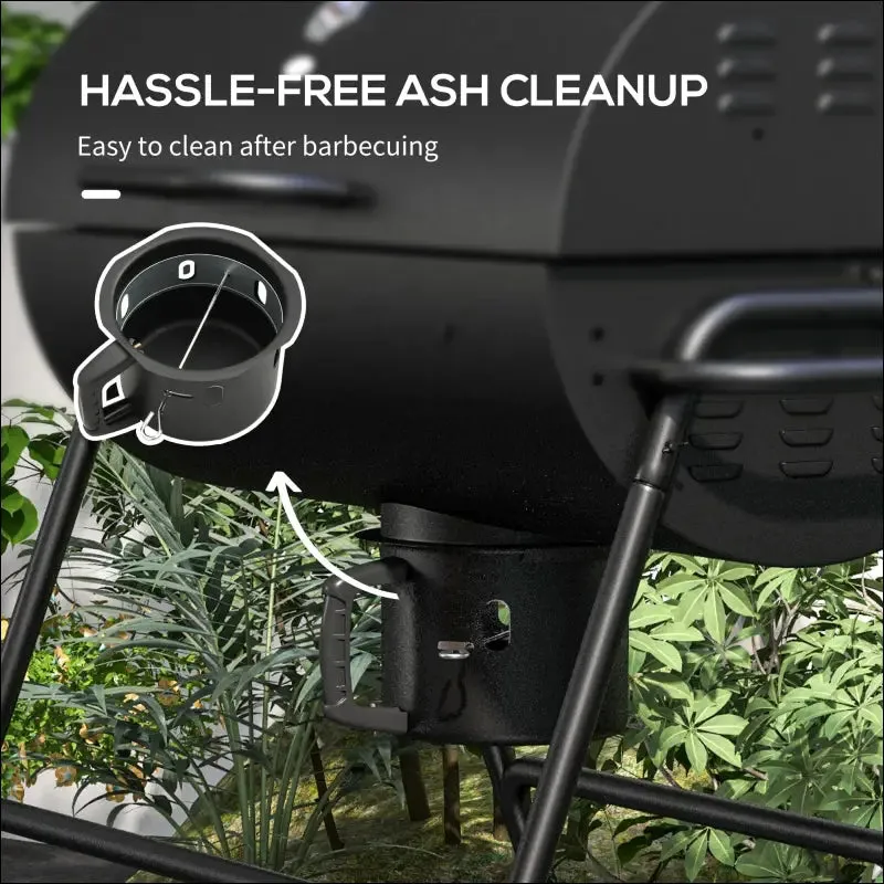 Outsunny barrel charcoal bbq grill with 420 sq.in. Cooking area, outdoor barbecue with wheels, ash