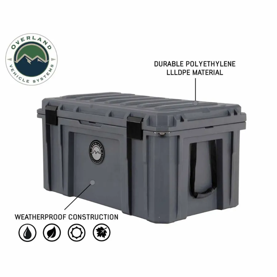 OVS D.B.S. - Dark Grey 169 QT Dry Box with Wheels, Drain, and Bottle Opener
