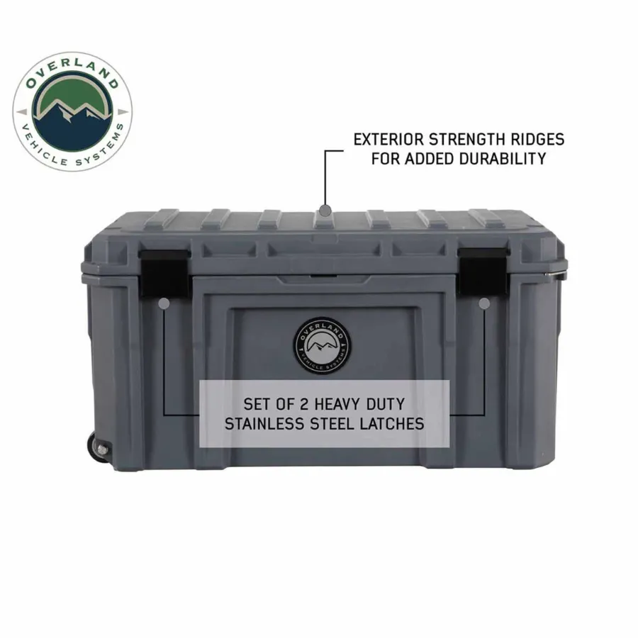 OVS D.B.S. - Dark Grey 169 QT Dry Box with Wheels, Drain, and Bottle Opener