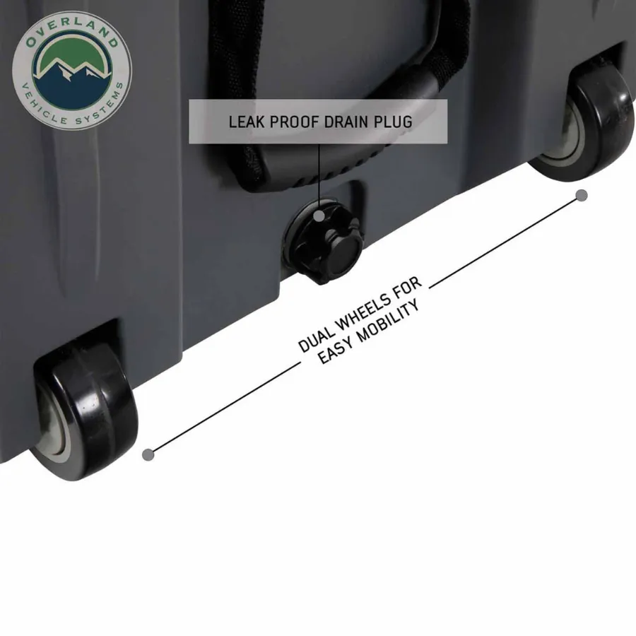 OVS D.B.S. - Dark Grey 169 QT Dry Box with Wheels, Drain, and Bottle Opener