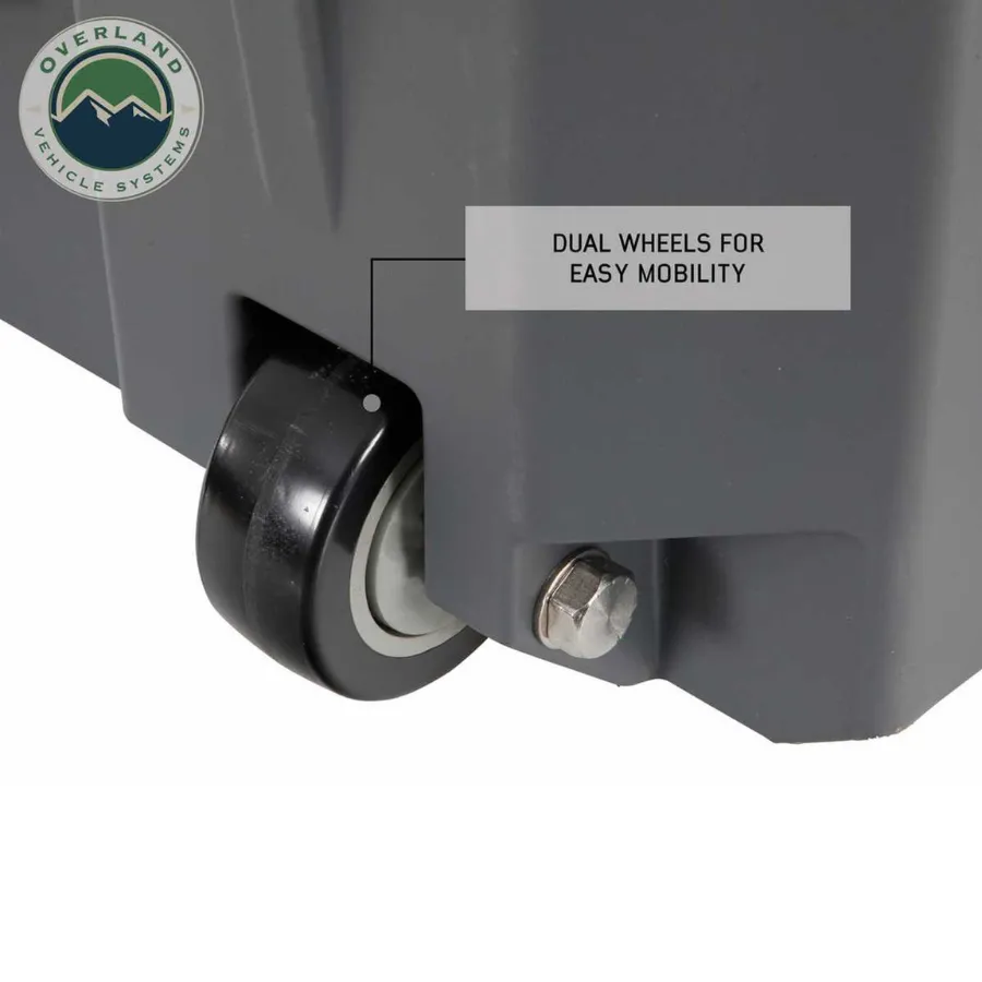OVS D.B.S. - Dark Grey 169 QT Dry Box with Wheels, Drain, and Bottle Opener