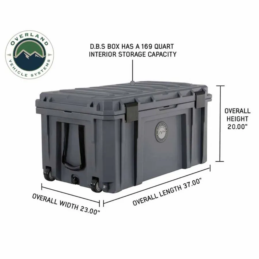 OVS D.B.S. - Dark Grey 169 QT Dry Box with Wheels, Drain, and Bottle Opener