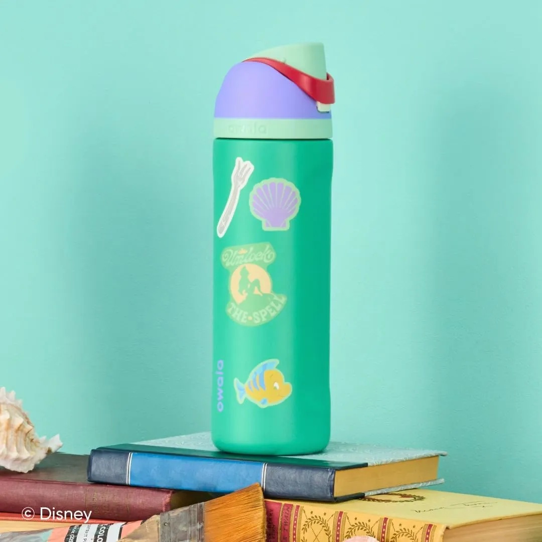 Owala Disney Princess FreeSip Insulated Stainless Steel Water Bottle with Straw for Sports and Travel, BPA-Free Sports Water Bottle, 24 oz, Ariel