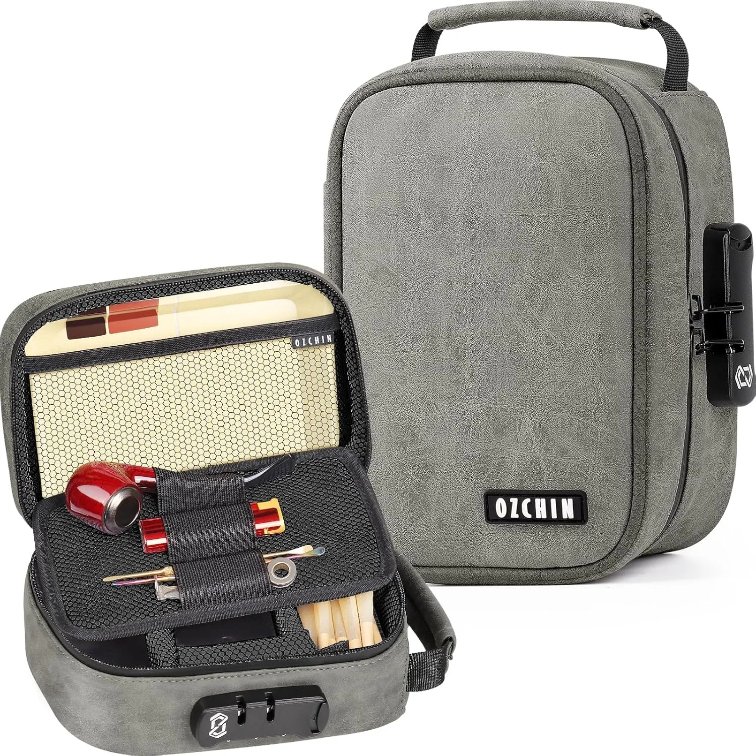 OZCHIN Smell Proof Bag with Combination Lock Tobacco Pipe Pouch Bag File Organizer Case Container Medicine Lock Box Odorless Storage Bag Great Gift for Friend