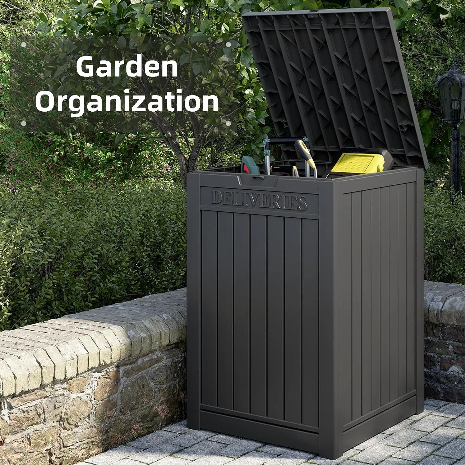 Package Delivery Box for Outside, 48 Gallon Storage with Lockable Secure, Large Double Wall Resin Outdoor Package Delivery Waterproof